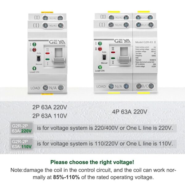 🔌GEYA Mini ATS 63A | 2P 110V Automático - Imagen 4