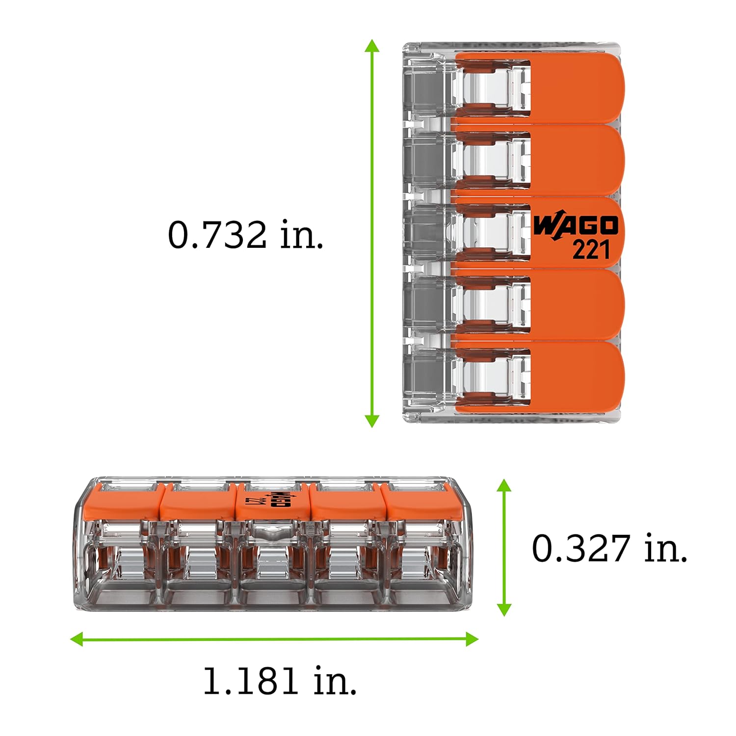 WAGO 221-415 | 5 Vías | Terminal de Conexión Eléctrica Transparent - Imagen 2
